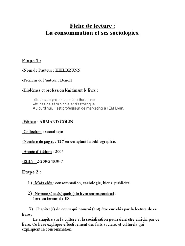 Fiche De Lecture De Hugo Pdf Sociologie Science
