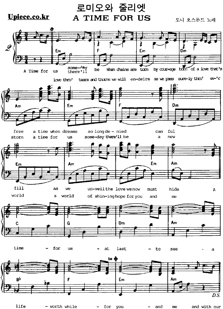 Nino Rota A Time For Us Piano