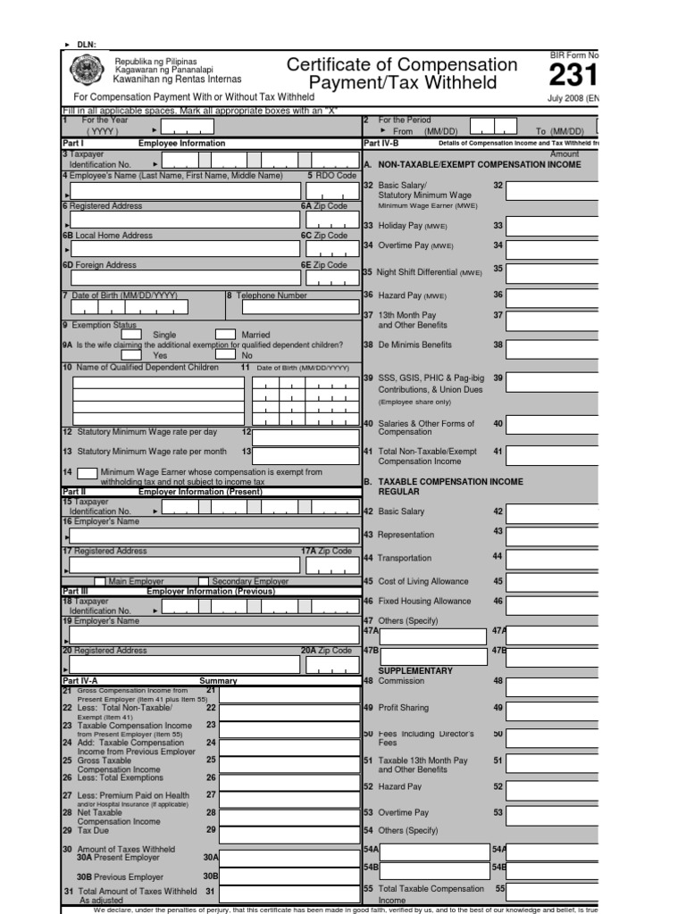Bir 2316 | PDF | Withholding Tax | Employment