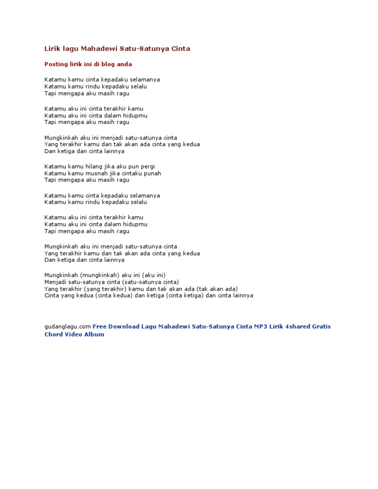 Mahadewi Satu Satu2 Nya Cinta
