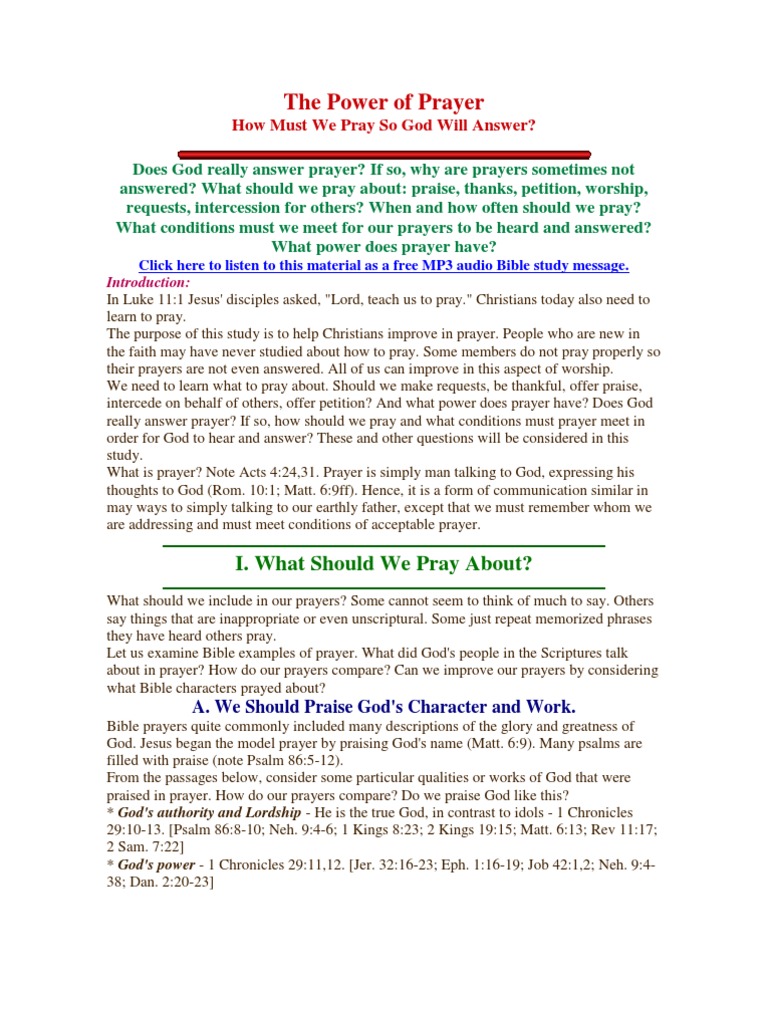 The power of prayer pdf forgiveness prayer