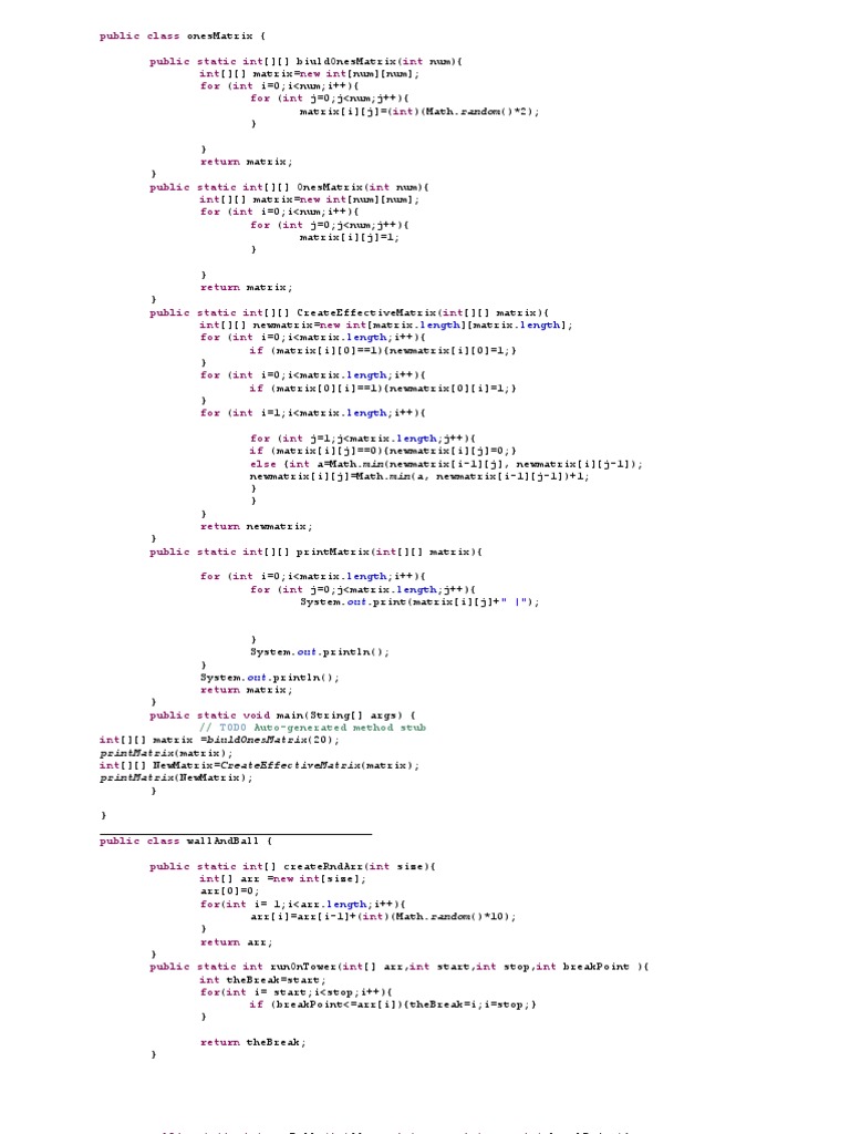 Java Matrix and Algorithm Implementations | PDF | Applied Mathematics ...