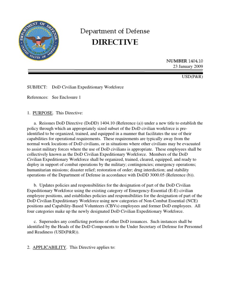 DoD Civilian Expeditionary Workforce Policy | PDF | United States ...