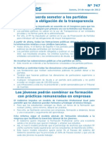 El PP Acuerda Someter A Los Partidos Políticos A La Obligación de La Transparencia