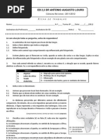 Ficha de Trabalho Luz e Temperatura
