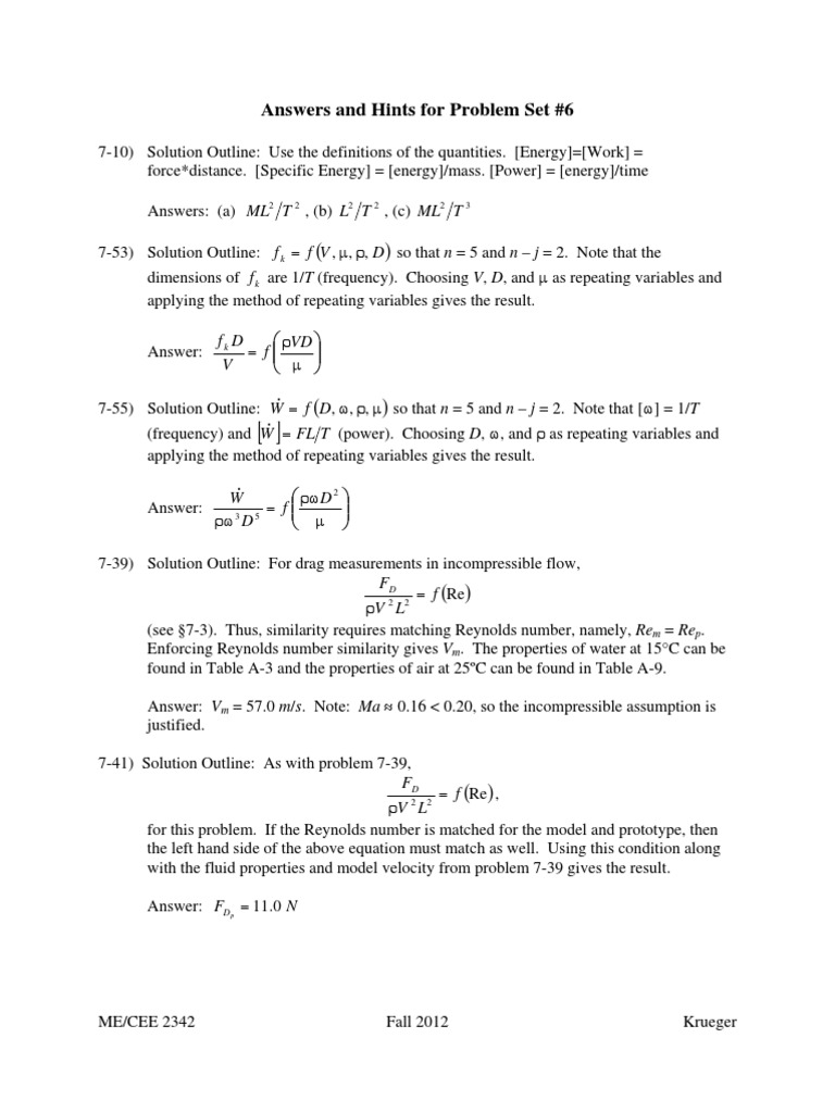 Answers and Hints For Problem Set #6: T ML T L T ML D V F F F | PDF ...