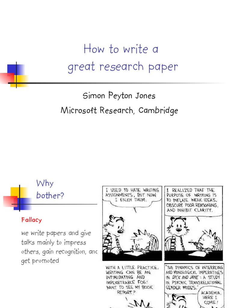 How to write a great research paper simon peyton jones