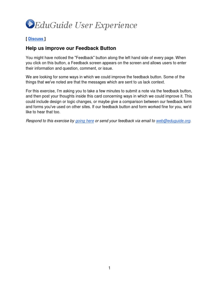 Help Us Improve Our Feedback Button | PDF | Online Services | World ...