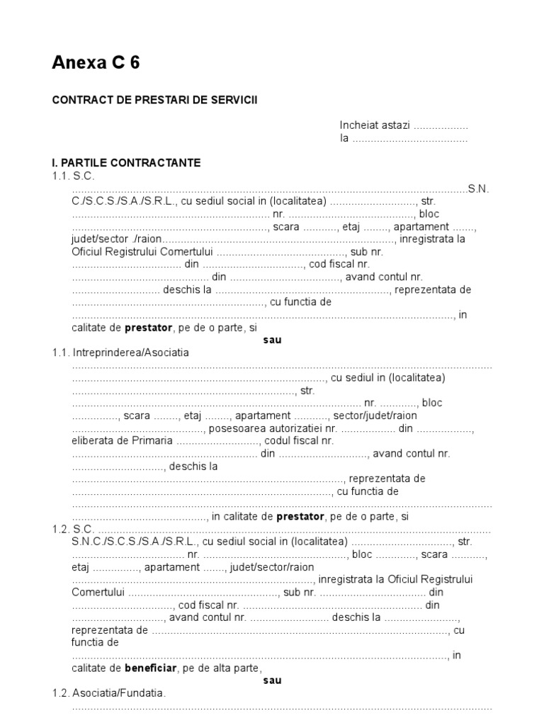 Anexa C 6 Contract De Prestari De Servicii