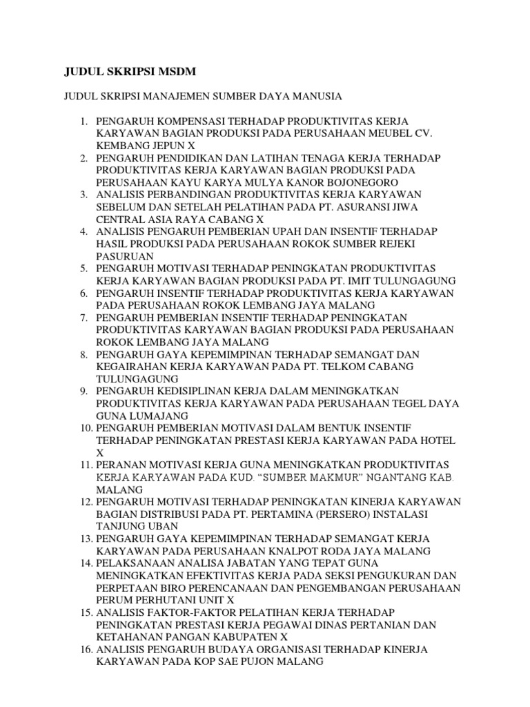 Judul Skripsi Msdm Ugm Pejuang Skripsi