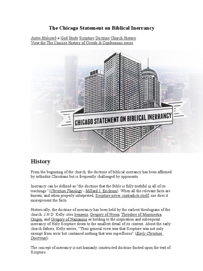 Chicago Statement on Biblical Inerrancy | PDF | Biblical Inerrancy ...