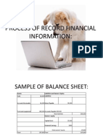 Process of Recording Financial Data: Sample Balance Sheet