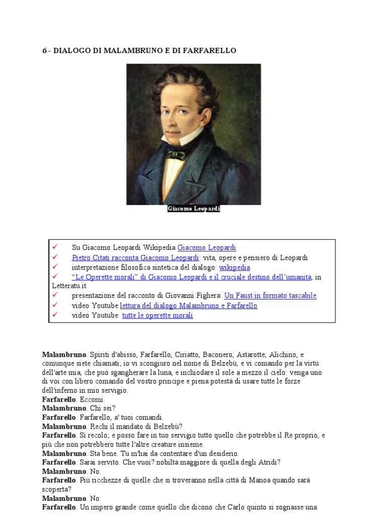 Leopardi Dialogo Di Malambruno e Farfarello PDF