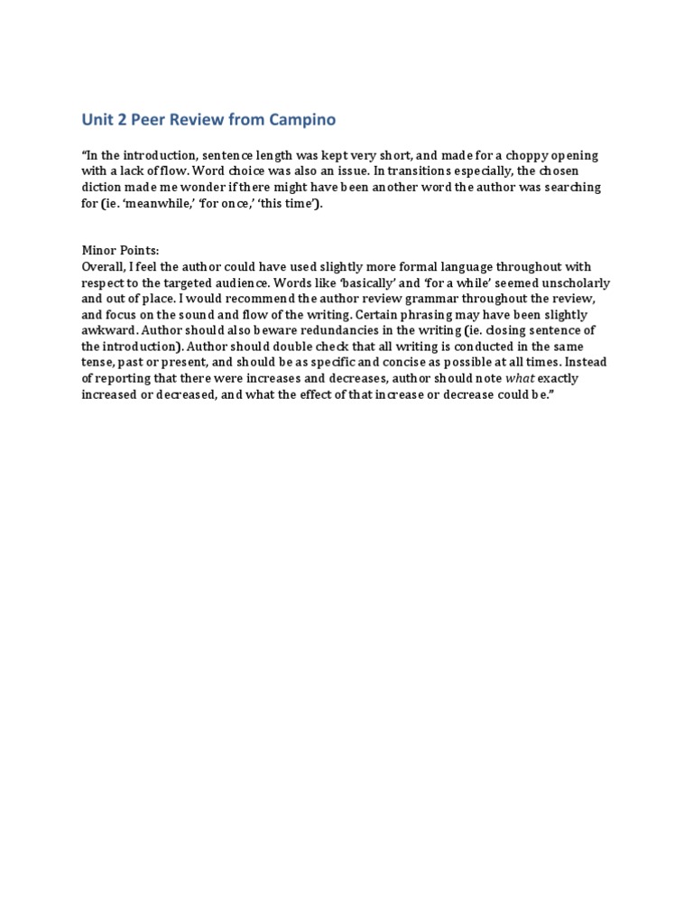 Peer Review Feedback on Writing Style | PDF