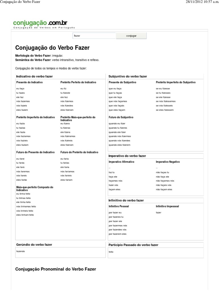 Conjugação do Verbo Fazer.pdf | Tempo Gramatical | Estilo (Ficção)