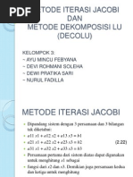 Download Kelompok 3 Metnum Metode Jacobi  Dekomposisi Lu Decolu by Devhie Rohmani Soleha SN115615776 doc pdf