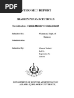 AIOU HRM Internship Report (Shaheen Paharmaceuticals)
