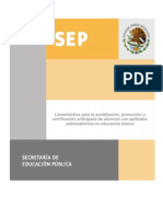 Lineamientos para la aceleración de alumnos con aptitudes sobresalientes 2012-2013 México SEP