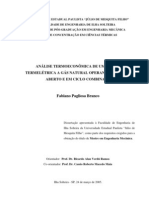 Analise Termoeconomica de Uma Usina Termeletrica A Gas Natural Operando em Ciclo Aberto e em Ciclo Combinado