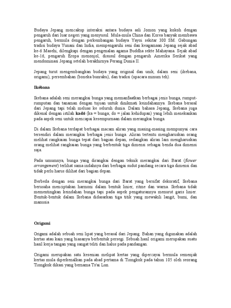 Seni Melipat Kertas  Di Jepang Disebut Coba Sebutkan