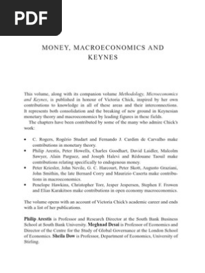 Money Macroeconomics And Keynes Money Aggregate Demand