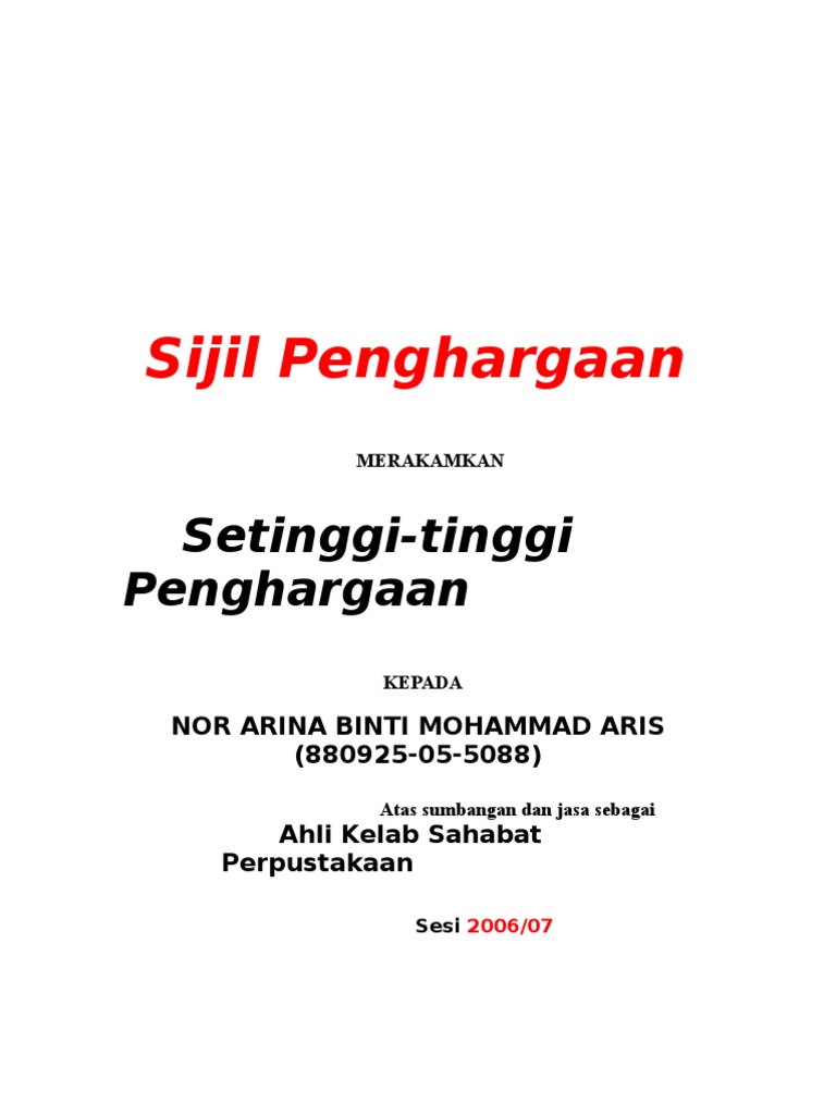 Format Sijil