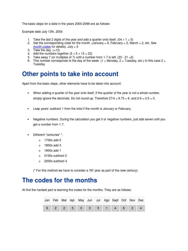 The Basic Steps For A Date in The Years 2000 | PDF