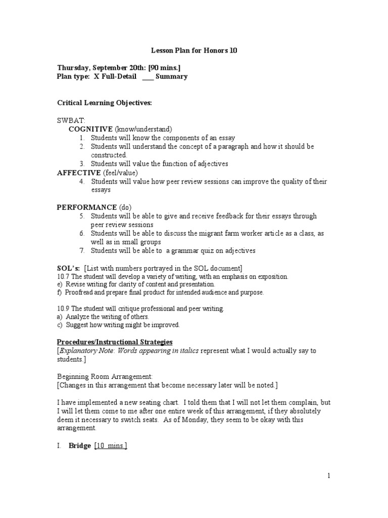 Unit Lesson Plans | PDF | Differentiated Instruction | Lesson Plan