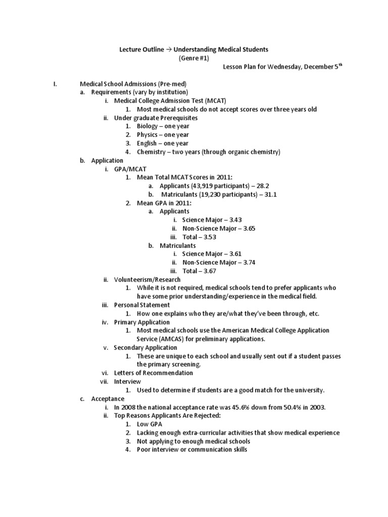 Lesson Plan - Lecture Outline | PDF | Medical School | United States ...