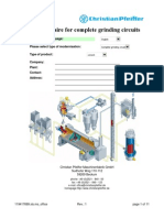Questionnaire for complete grinding circuits modernisation