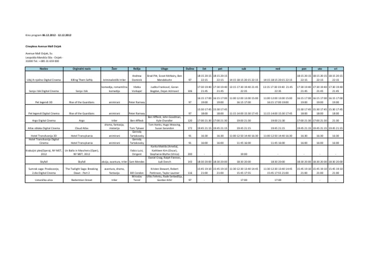Cineplexx Program 6-12.12.2012 | PDF | Entertainment (General)