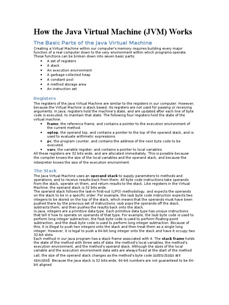 How the JVM Works: Registers, Stack, Heap and More | PDF | Java Virtual ...