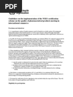 WHO - Guidelines On The Implementation of The WHO Certification Scheme On The Quality of Pharmaceutical Products Moving in International Commerce