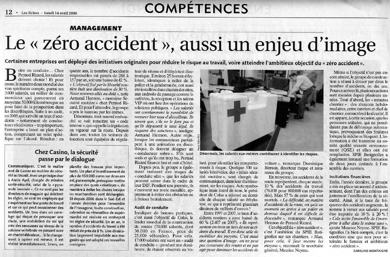 Article de presse  0 accident un enjeu d'image