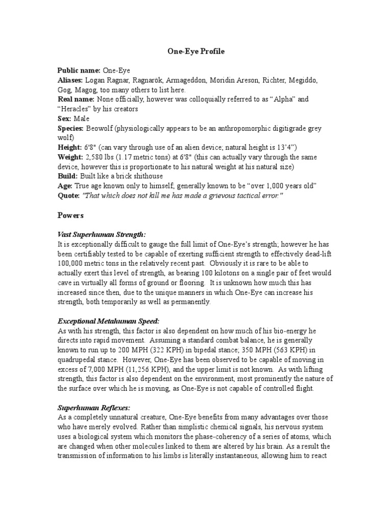One-Eye: The Ultimate Beowolf Profile | PDF | Electromagnetic Spectrum ...