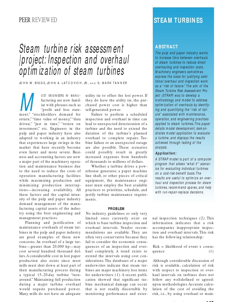 Steam Turbine Risk Assessment - Project: Inspection and Overhaul ...