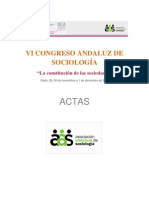 VI CONGRESO ANDALUZ DE SOCIOLOGÍA
“La constitución de las sociedades”
Cádiz, 29, 30 de noviembre y 1 de diciembre de 2012