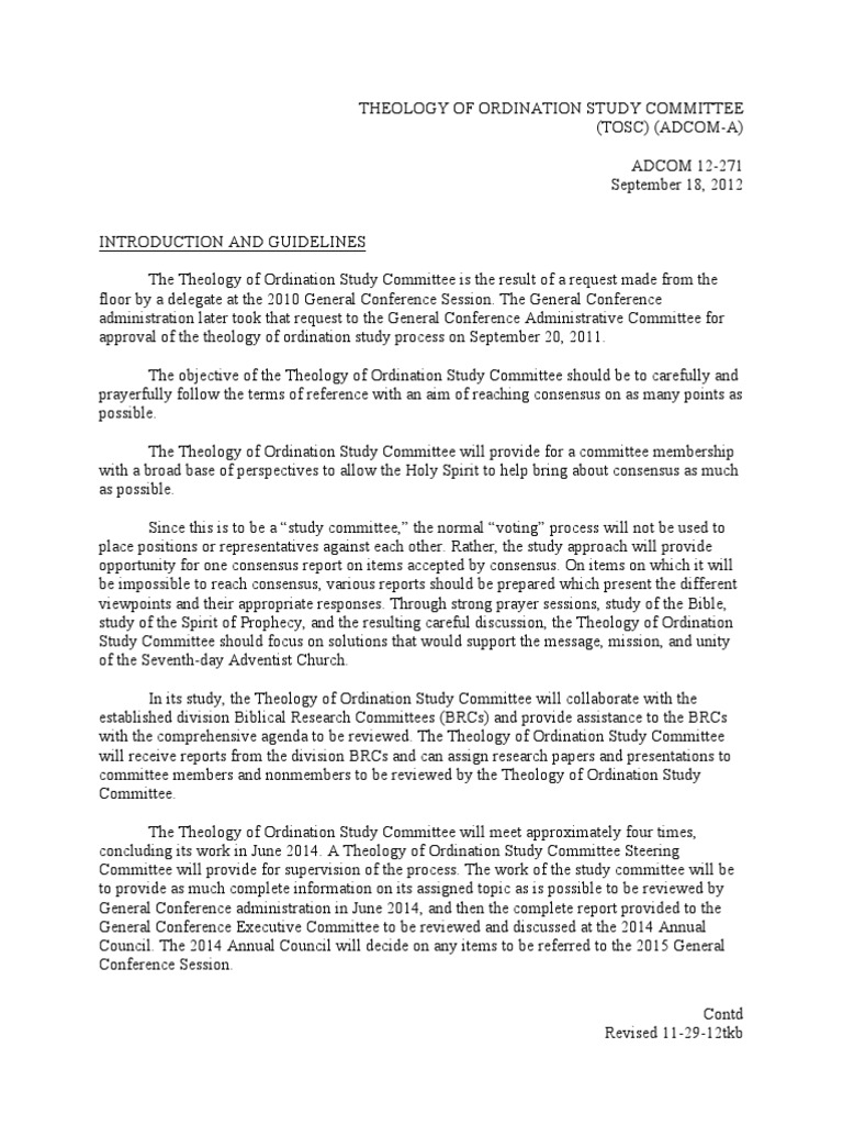 SDA Ordination Study Overview | PDF | Seventh Day Adventist Church ...