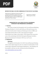 Alj's Ruling Concerning Workshop and Prehearing Conference 12-06-12