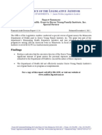 Office of The Legislative Auditor: Report Summary Department of Health