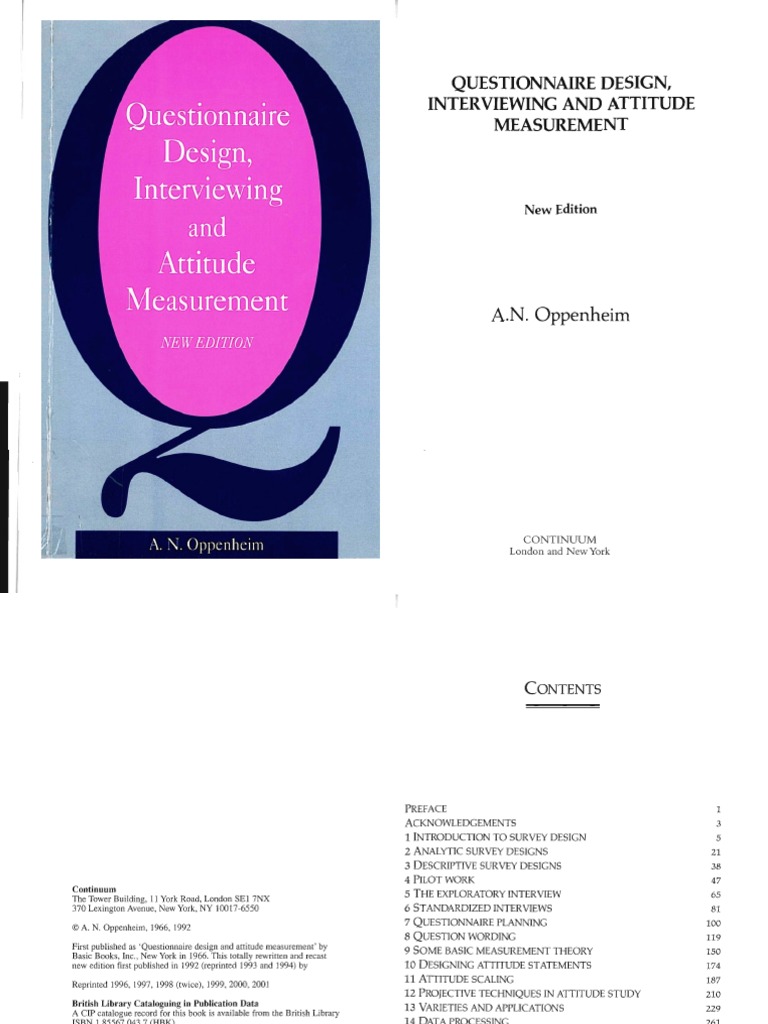 Questionnaire Design, Interviewing and Attitude Measurement | PDF ...