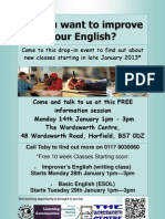 Poster for English classes beginning Jan 2013 at Wordsworth Centre