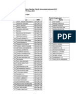 Daftar Mahasiswa Baru FTUI 2012 - SNMPTN Tulis 2012 - Edit