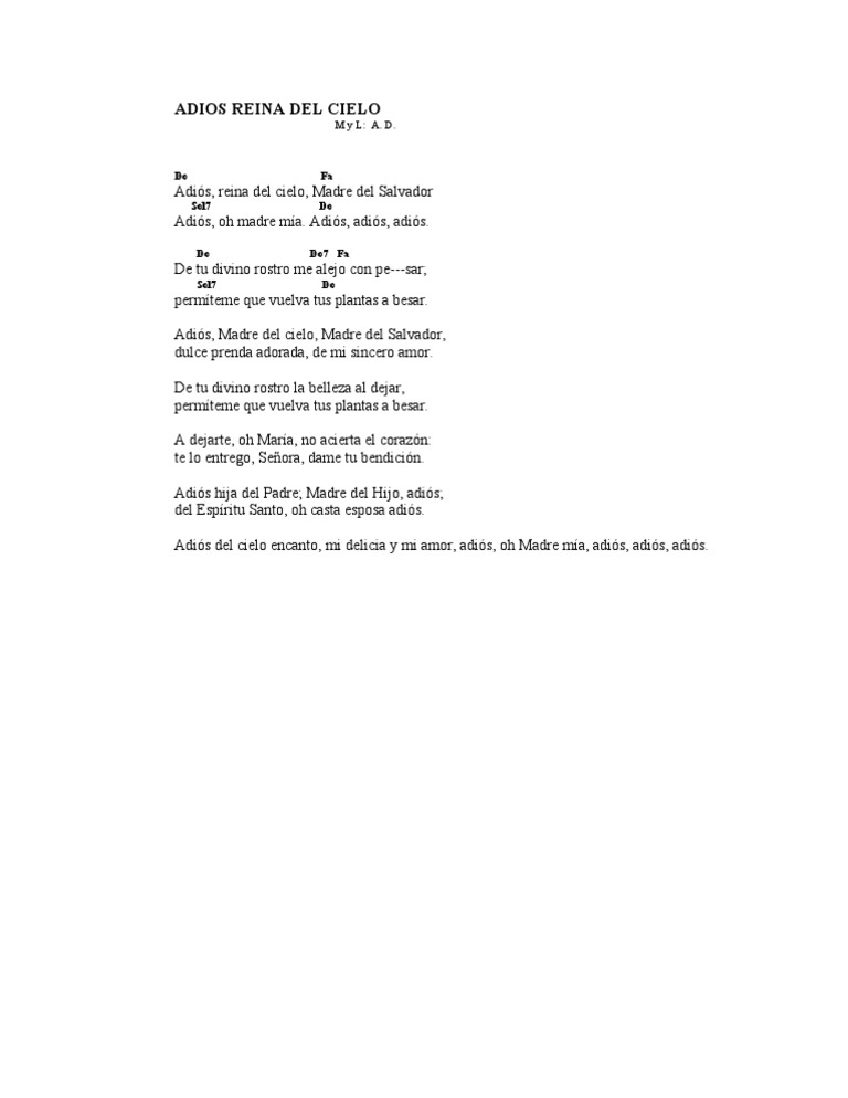 A Dios Reina Del Cielo scribd