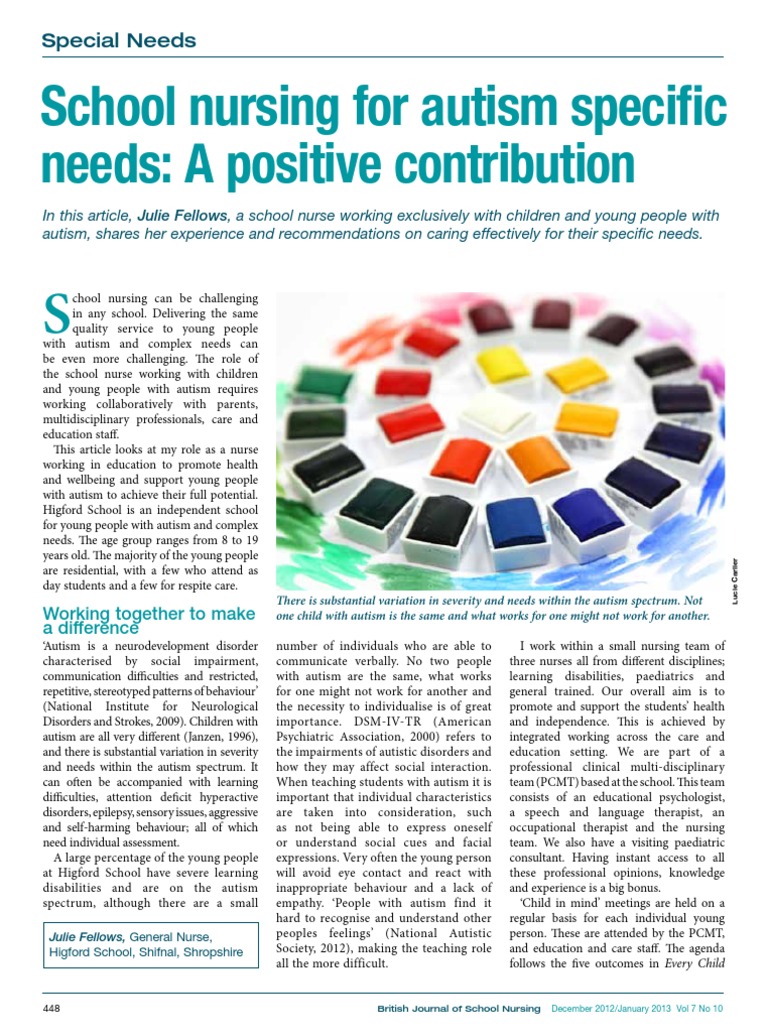 School Nursing for Autism Specific Needs Autismo Enfermería