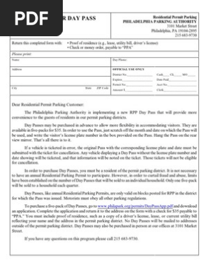 Day Pass Parking Permit APplication
