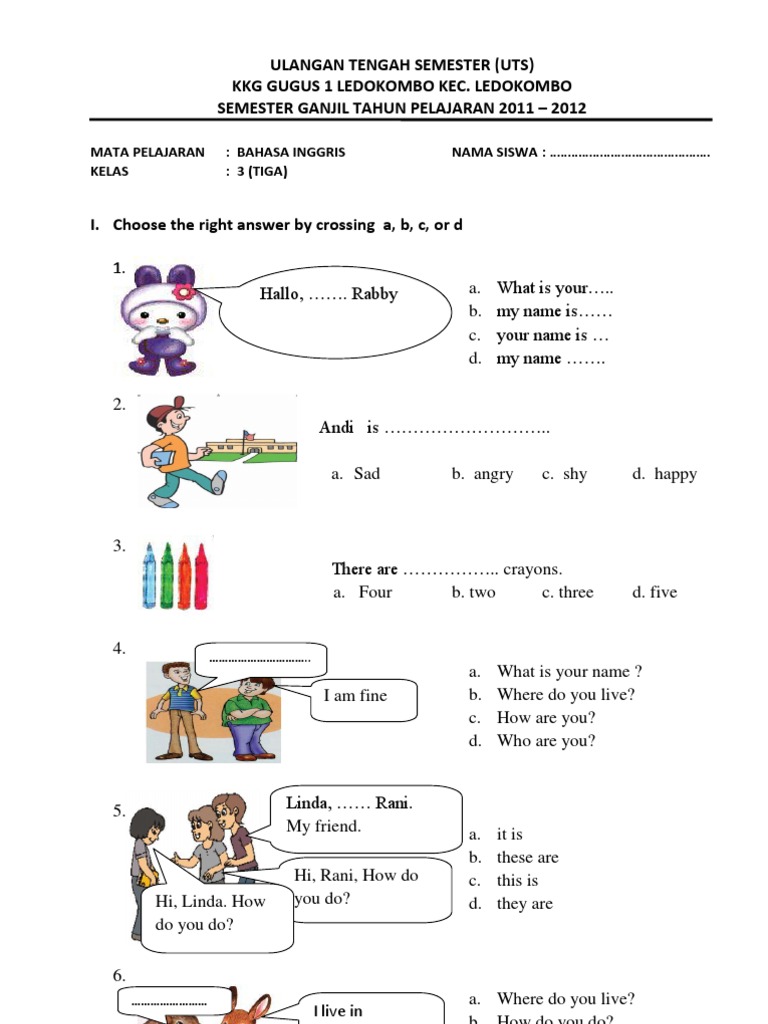  Soal  Bahasa  Inggris  Kelas  1 Sd Tentang Number Kunci Ujian 