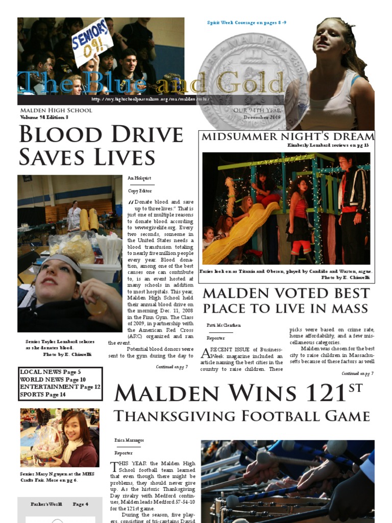 December 2008 Blue and Gold Malden High PDF People For The Ethical Treatment Of Animals Coyote