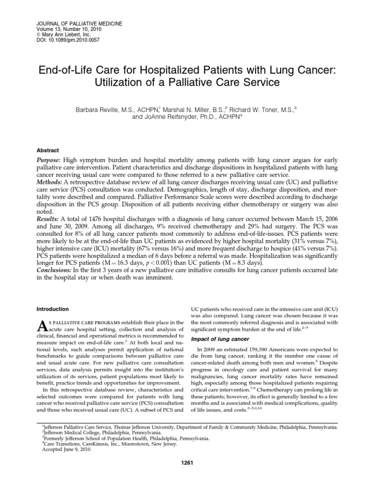 End of Life Care For Lung Cancer | PDF | Palliative Care | Intensive ...