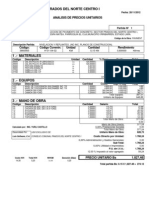 Consejo Comunal Prados Del Norte Centro I: Analisis de Precios Unitarios